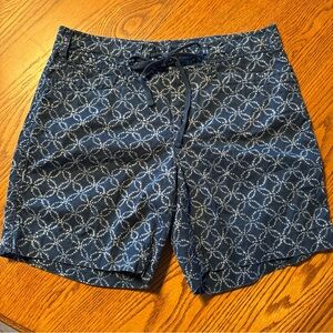 Ralph Lauren Navy Blue Geometric Print Swim Shorts